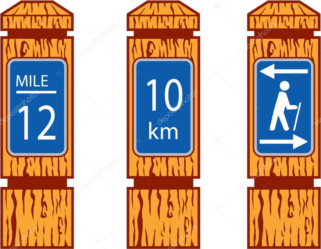 Wooden Mile Marker Signs Retro