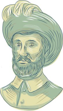 Juan Sebastian Elcano büstü çizim
