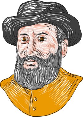 Ferdinand Magellan Bust Drawing clipart