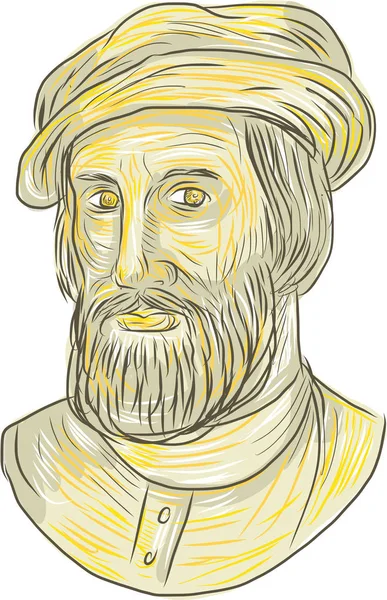 Hernan Cortes de Monroy Drawing — Stockový vektor