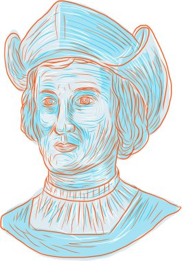 Christopher Colombus Explorer büstü çizim