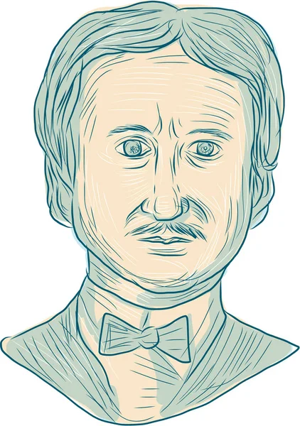 Edgar Allan Poe Escritor Desenho —  Vetores de Stock