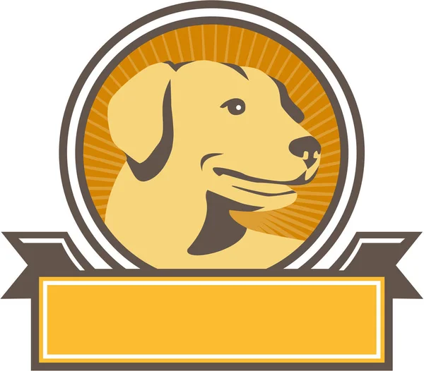 Labrador amarillo Golden Retriever Head Circle Retro — Archivo Imágenes Vectoriales