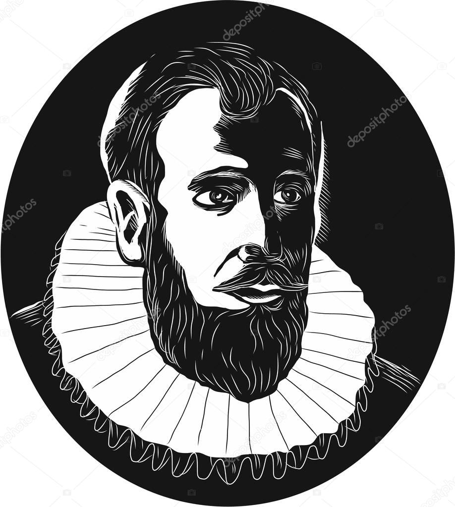 Henry Hudson Explorer Woodcut