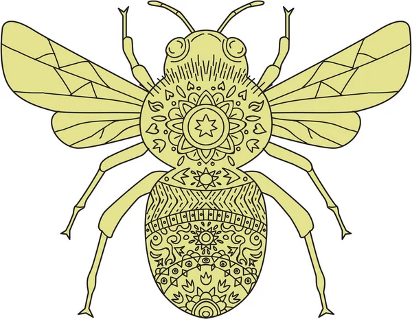 Bumble Bee Mandala — Vetor de Stock