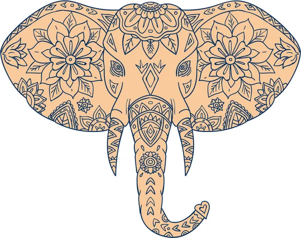 Cabeça de elefante Tusk Mandalaa — Vetor de Stock