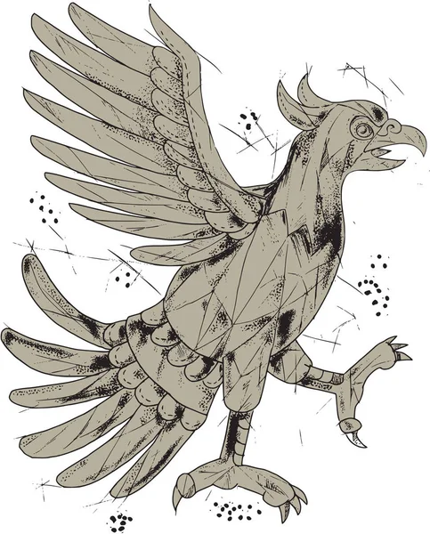 Cuauhtli Glifo Eagle Symbol niskiej wielokąta — Wektor stockowy