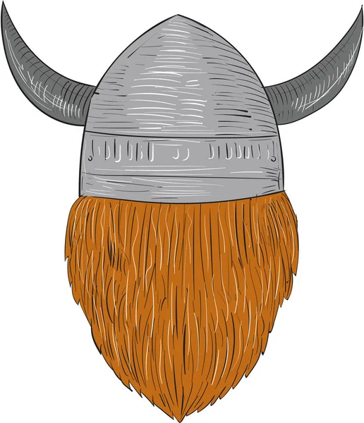 Viking Warrior Head Rear View Drawing — Stock Vector