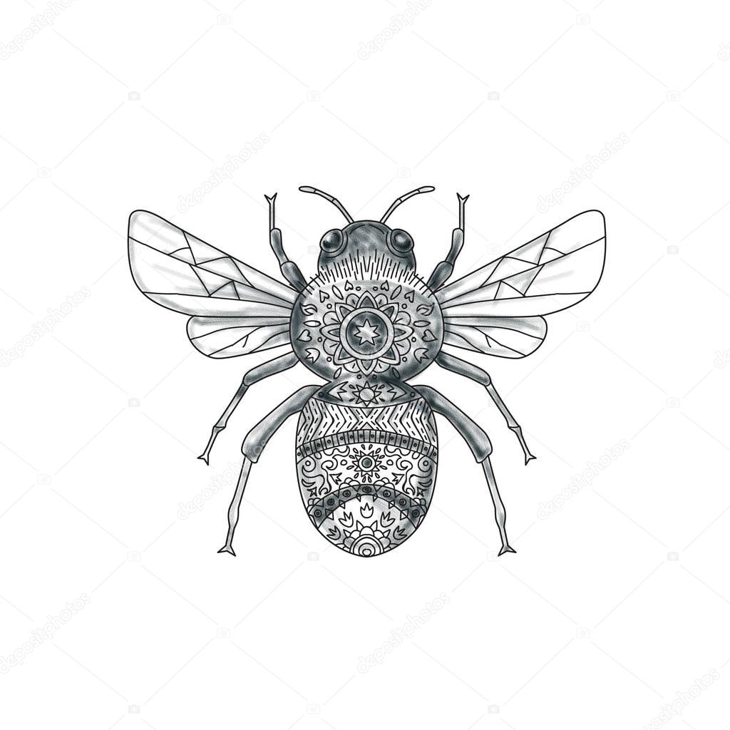 Bumble Bee Mandala Tattoo