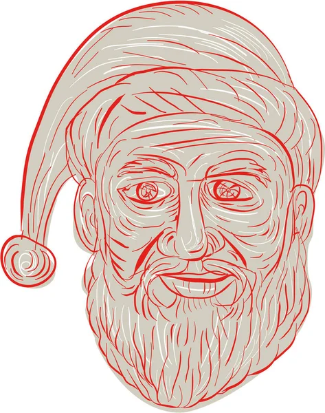 Melancholie Santa Claus Head tekening — Stockfoto