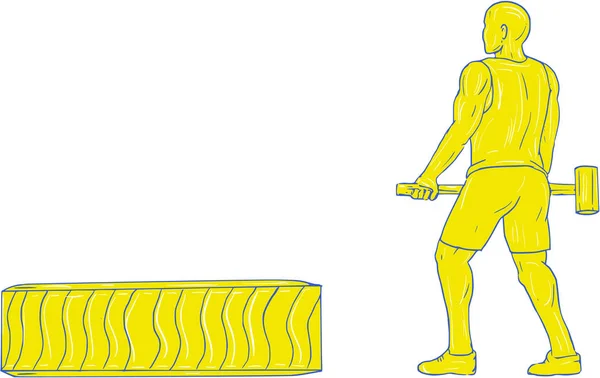 健身运动员锤锻炼绘图 — 图库矢量图片