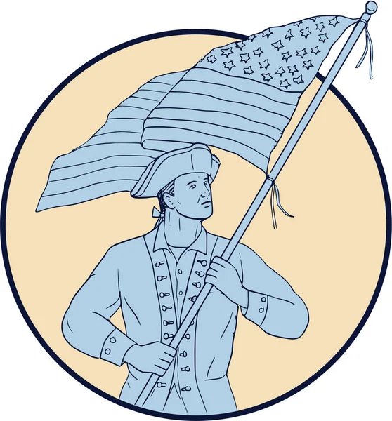 Americano Patriot sventola USA bandiera cerchio disegno — Vettoriale Stock