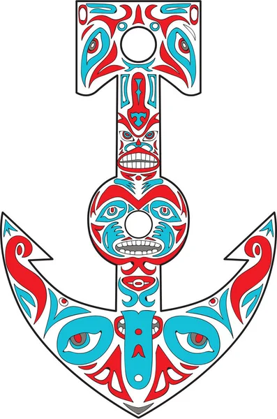 Ukotvení Totem Pole severozápadní pobřeží umění — Stockový vektor