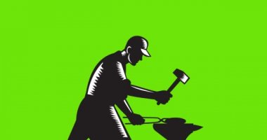 Demirci işçi Dövme demir 2d animasyon