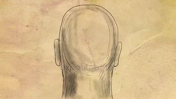 대머리 백인 남성 머리 2d 애니메이션 — 비디오