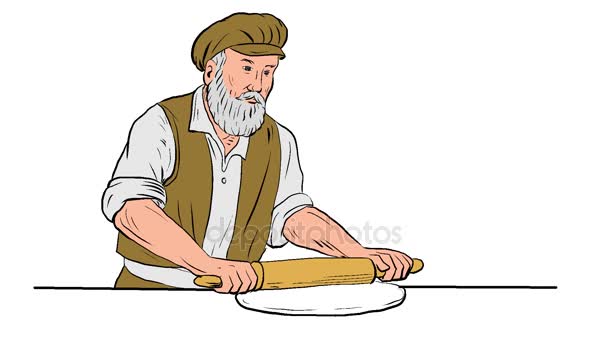 Medieval Baker Rolling Pin Animación 2D — Vídeo de stock