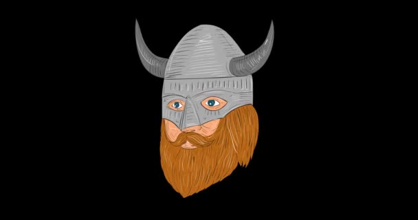 Viking válečník Head rotační 2d animace — Stock video