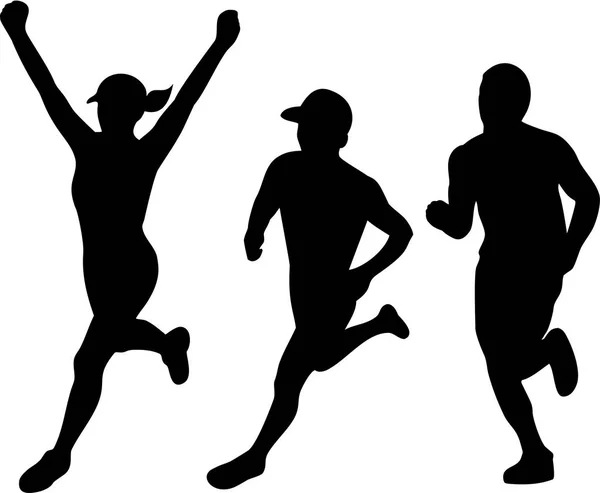Conjunto de colección de siluetas Marathon Runners — Vector de stock