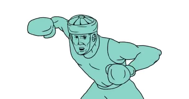 Boxer Overhead Punch 2D Animation — Stock Video