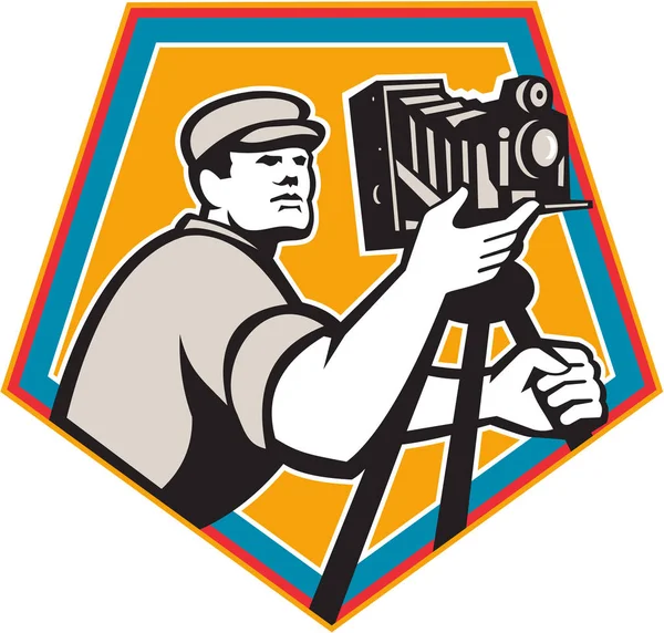 Kameraman Lap Film Camera Crest Retro — Stockový vektor