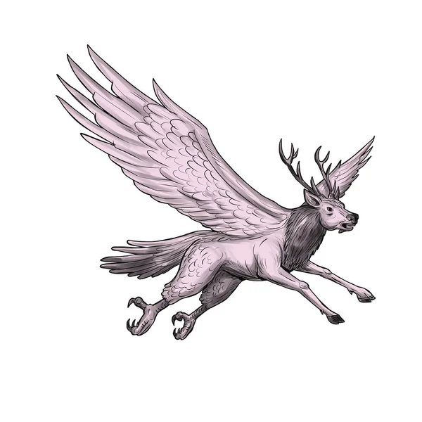 Peryton latający po stronie tatuaż — Zdjęcie stockowe
