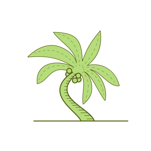 Krökt Palm Tree Mono-Line — Stock vektor
