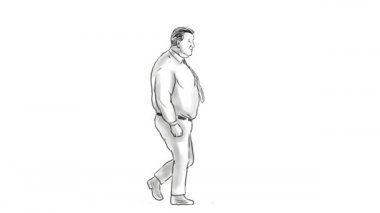 Obez adam içine geçişin 2d animasyon yürüyen adam uygun