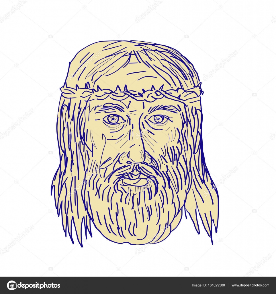 Jesus Face Sketches Jesus Face Crown Of Thorns Drawing Stock Vector C Patrimonio 161029500