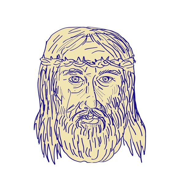 Jésus visage couronne d'épines dessin — Image vectorielle