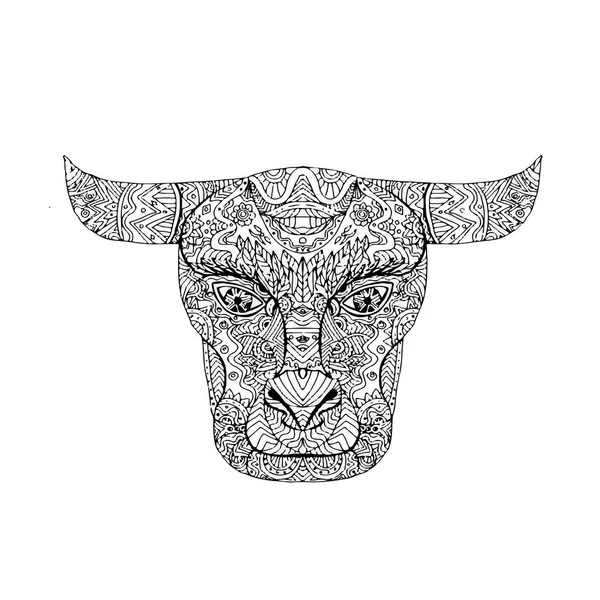 Touro cabeça de touro Mandala —  Vetores de Stock