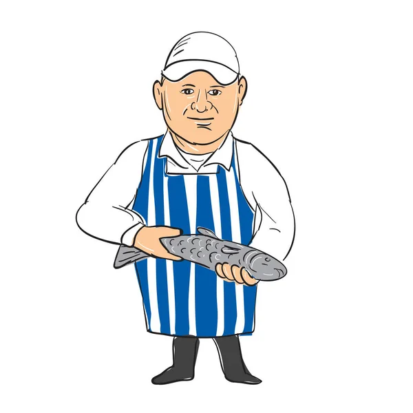 Balık çizim satış balık satıcısı — Stok Vektör