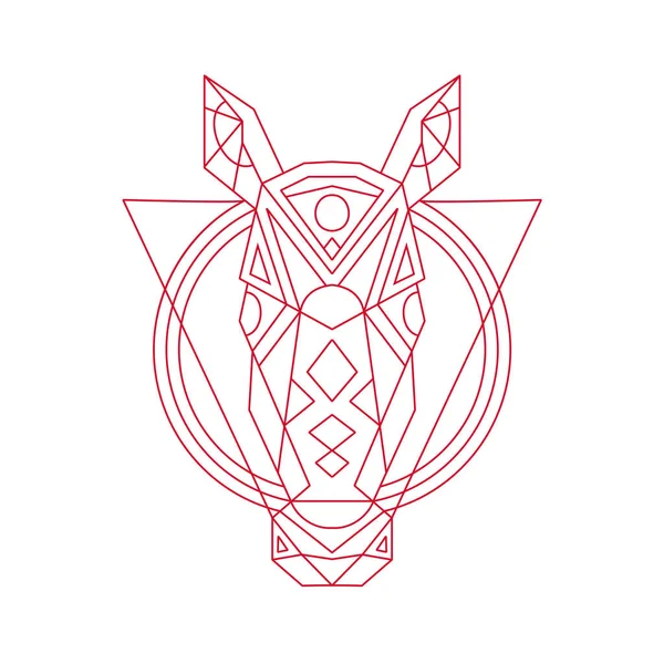 Desenho da linha principal do cavalo geométrico — Vetor de Stock