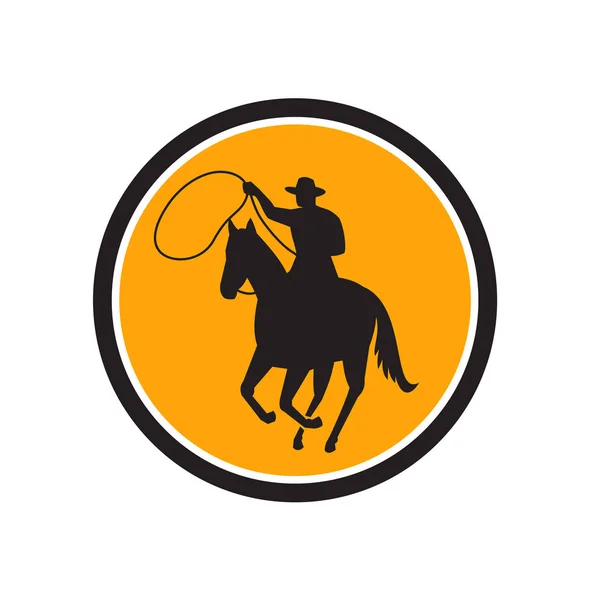 Rodeo Cowboy squadra cerchio di corda — Vettoriale Stock