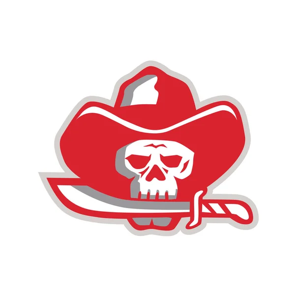 Cowboy pirate crâne mordre couteau rétro — Image vectorielle