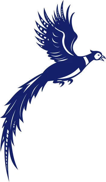 Pheasant Bird Fowl Flying Side Retro — Stock Vector