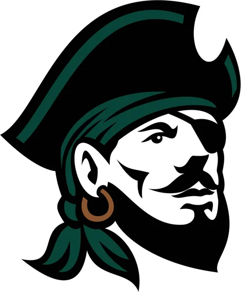 Cabeza de pirata Eyepatch buscando retro — Vector de stock