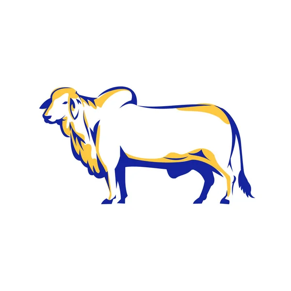 Brahman Bull Vedere laterală Retro — Vector de stoc