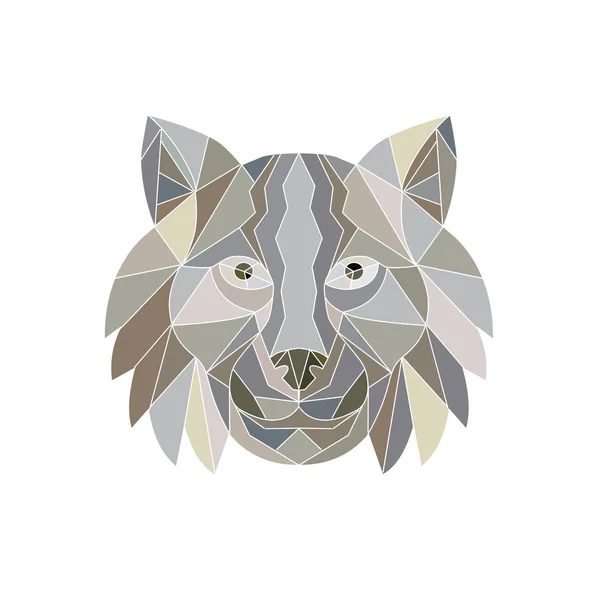 Lynx cabeza de gato bajo polígono — Vector de stock