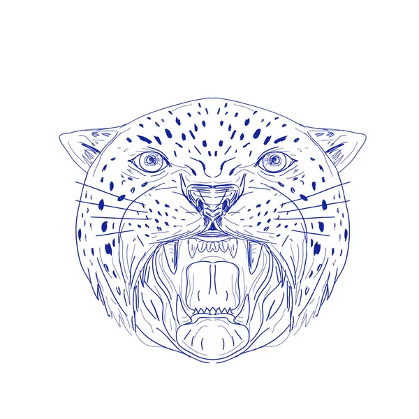 Сердитий Jaguar голову креслення — стоковий вектор