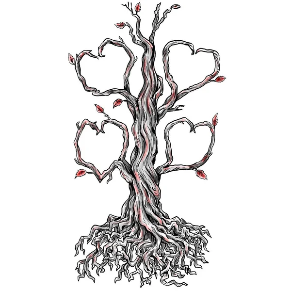 Twisted Oak Tree Heart Branch Tattoo — Stock Photo, Image