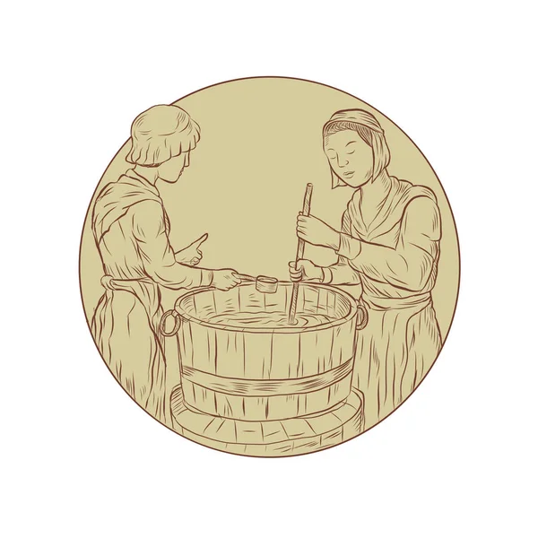 Alewife brassage de bière dessin — Image vectorielle