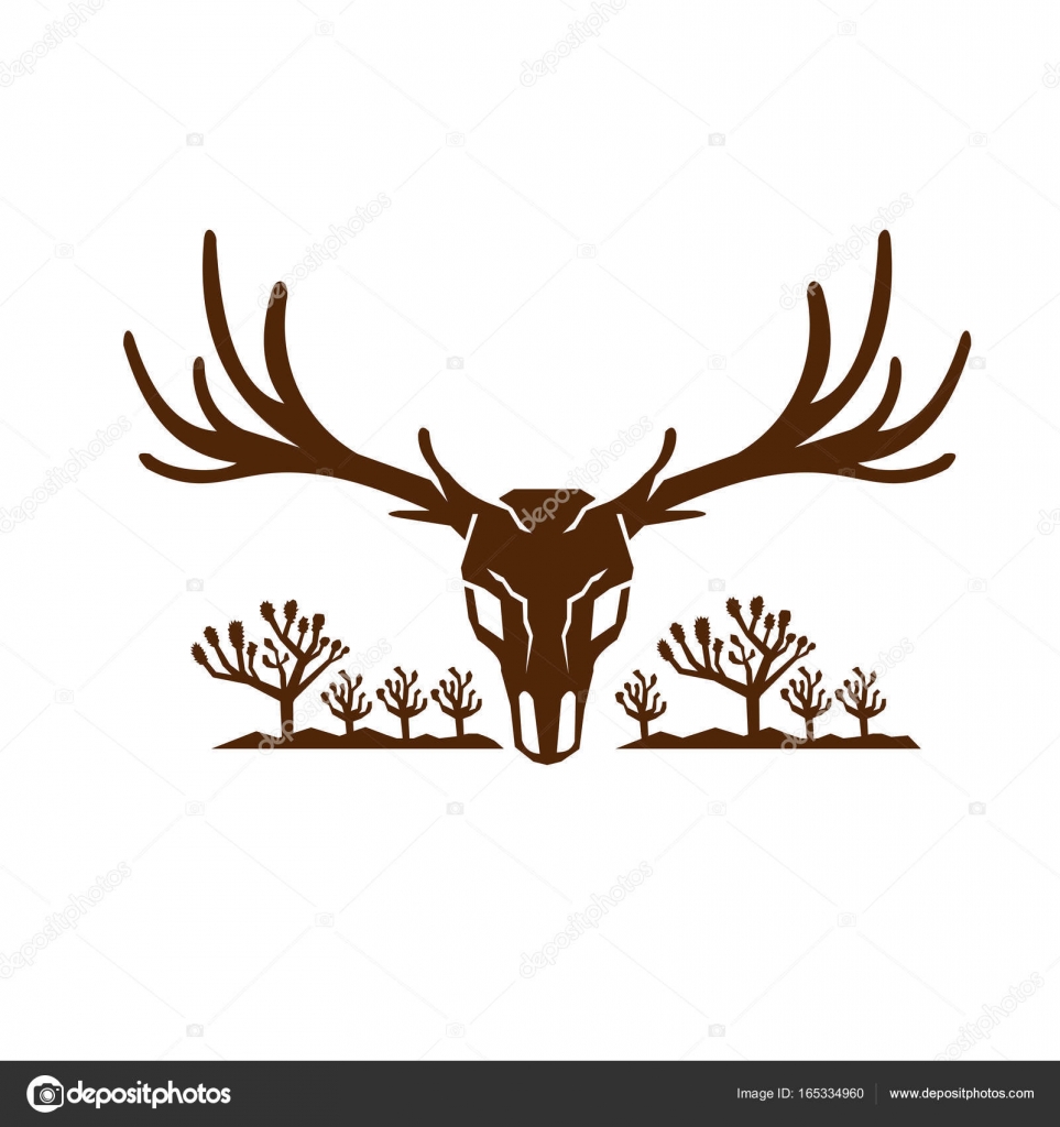 Mule Deer Skull Joshua Tree Icon Stock Vector Royalty Free Vector Image By C Patrimonio 165334960