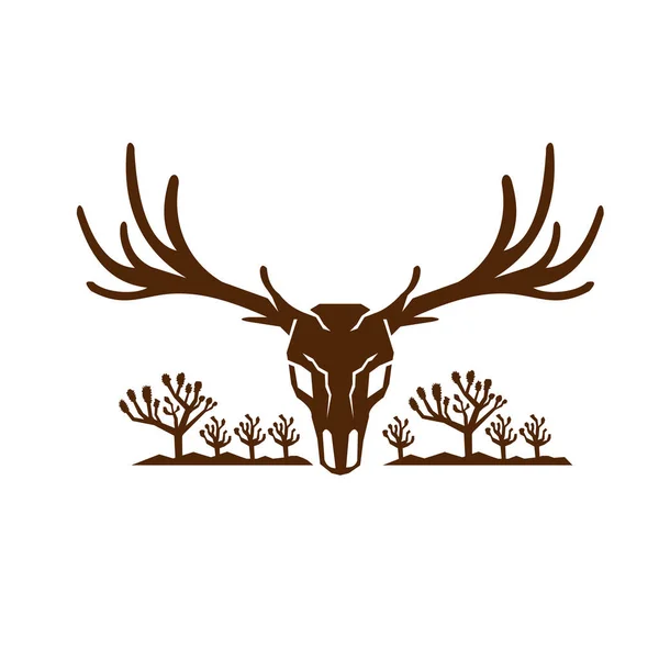 Mule Deer Skull Joshua Tree Icon — Stock Vector