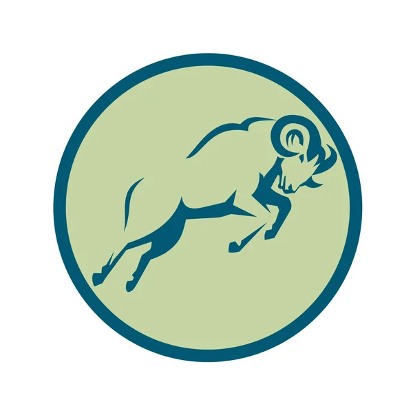 Berg schapen springen cirkel pictogram — Stockvector