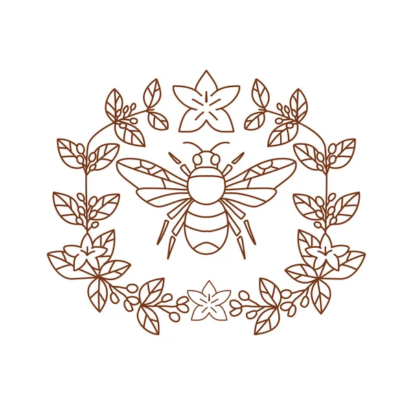 Bumblebee kahve çiçek yaprakları simgesi — Stok Vektör
