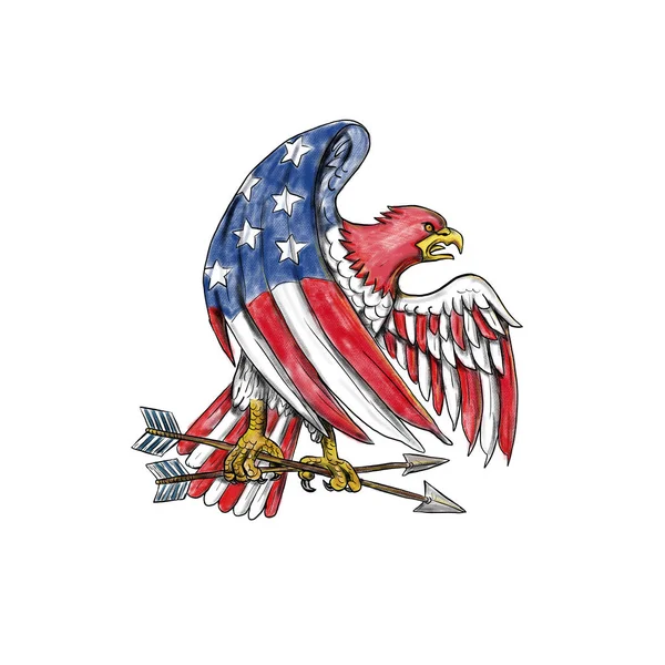 American Eagle Stars and Stripes flagga tatuering — Stockfoto