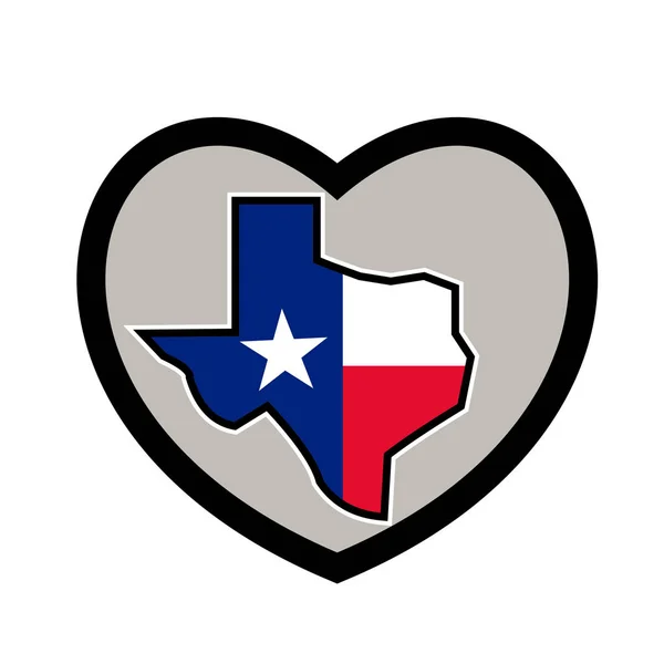 Texas Drapeau Carte Intérieur Icône de coeur — Image vectorielle