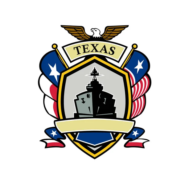Texas Navy Battleship flaga ikona — Wektor stockowy