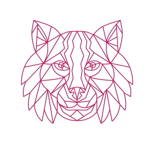 Lynx lynx tête Mono ligne — Image vectorielle