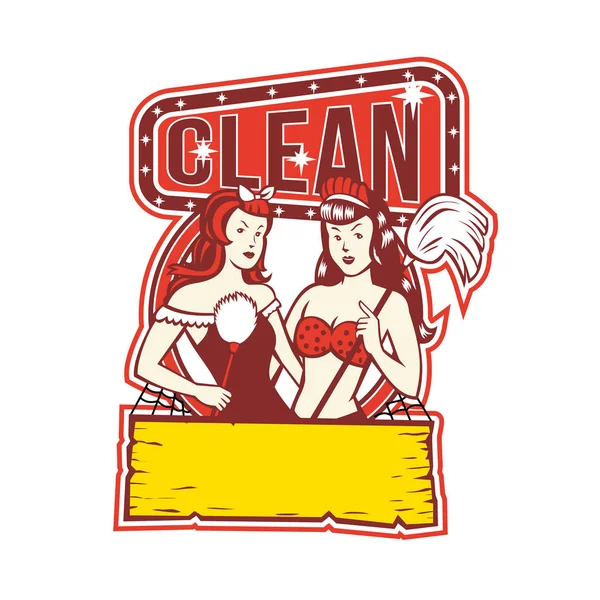 Twin Cleaners Clean 1950 Retro — Archivo Imágenes Vectoriales